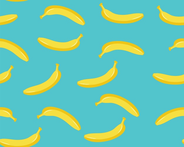 Seamless yellow banana on green background