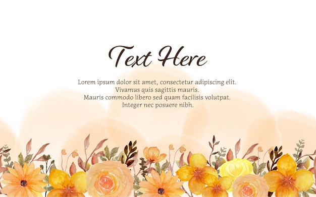 Seamless yellow floral border with abstract stain