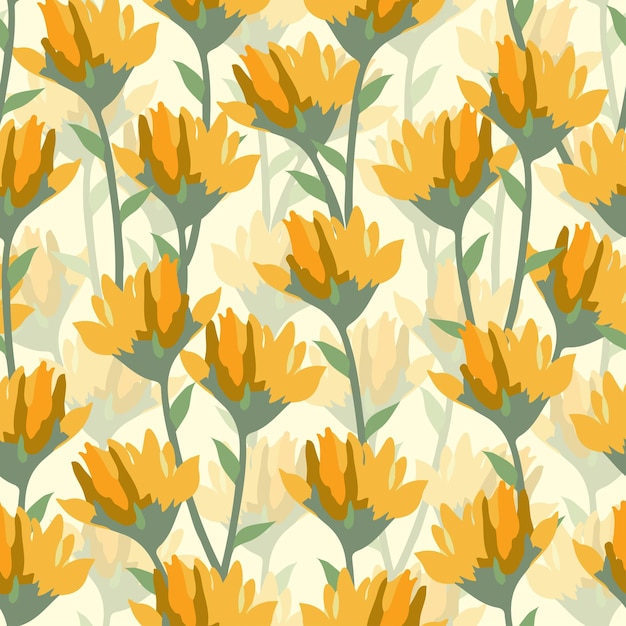 Seamless yellow wild flowers pattern background greeting card or fabric