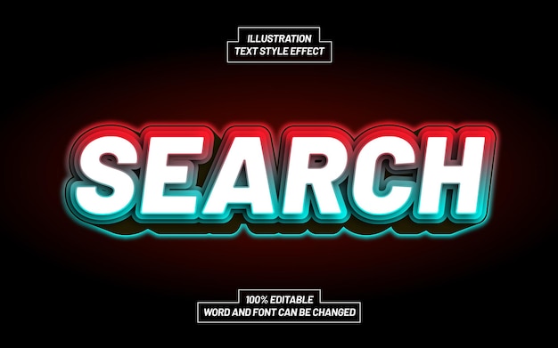 Vector search 3d bold text style effect