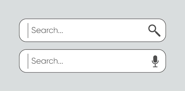 Barra di ricerca per browser e sito web. finestre di ricerca impostate isolate su grigio. vettore