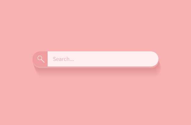 Search bar design element on pink background. Search Bar for UI.