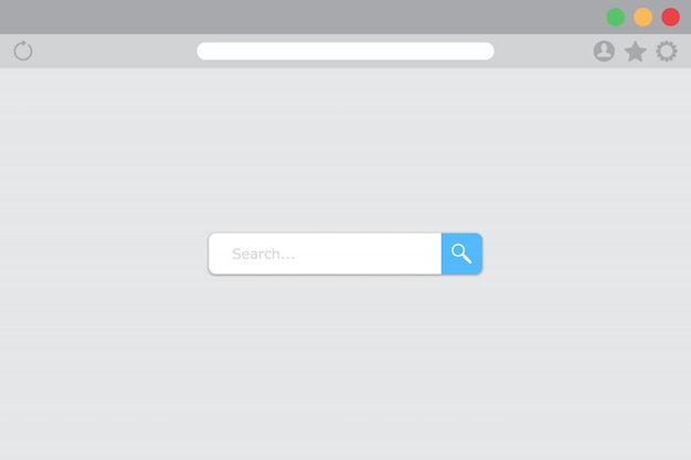 Vector search bar icon in browser window frame in a flat design