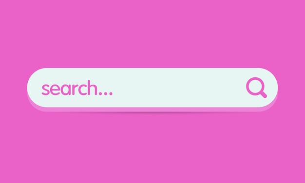 検索バー、ピンクの背景に影付きの検索ボックス。インターネット検索窓。ベクトル図