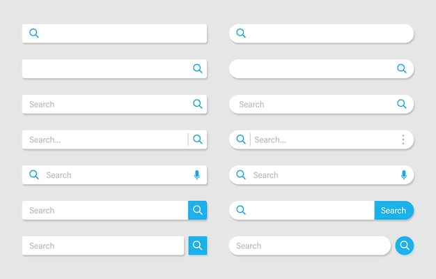 Search bar set different blank empty template search bar icon for website and ui and browsers Blue