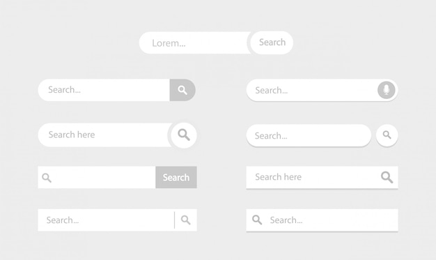 Вектор Панель поиска. набор панели поиска. шаблон поиска пользовательского интерфейса. иллюстрации.