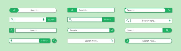 Search bar set Web elements with text field and search button Search navigator Search bar for ui