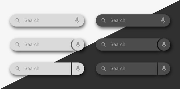 Search bar template with voice icon or search boxes ui with shadow