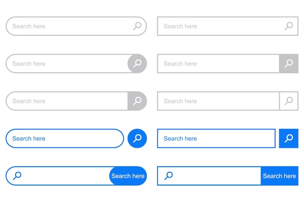 Barra di ricerca per l'interfaccia utente. set di elementi per l'interfaccia di progettazione del sito web. illustrazione vettoriale.