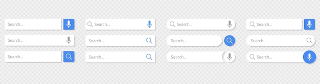 Vector search bar vector element with diferent design, set of search boxes ui template on transparent background. vector illustration.