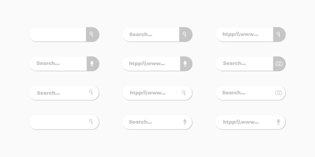 Search bar Web search bars set Collection of search boxes Flat design style Vector icon isolated on white background10 eps