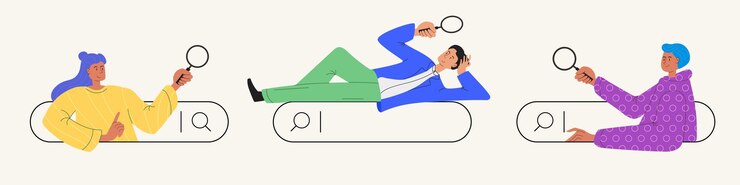 Vector search bar with people cartoon style concept illustration vector 10 eps