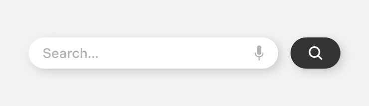 Vector search bar with round corners internet browser engine with search box address bar and text field ui design website interface element with web icons and push button vector illustration