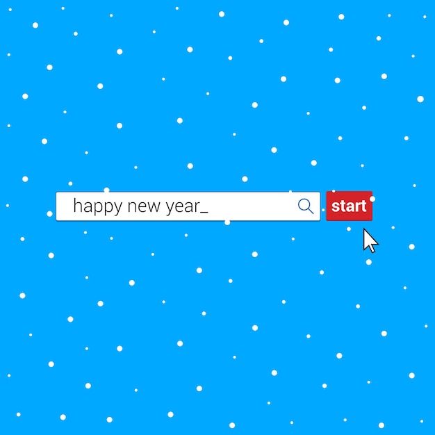 search bar with text happy new year and button go with arrow cursor pointer