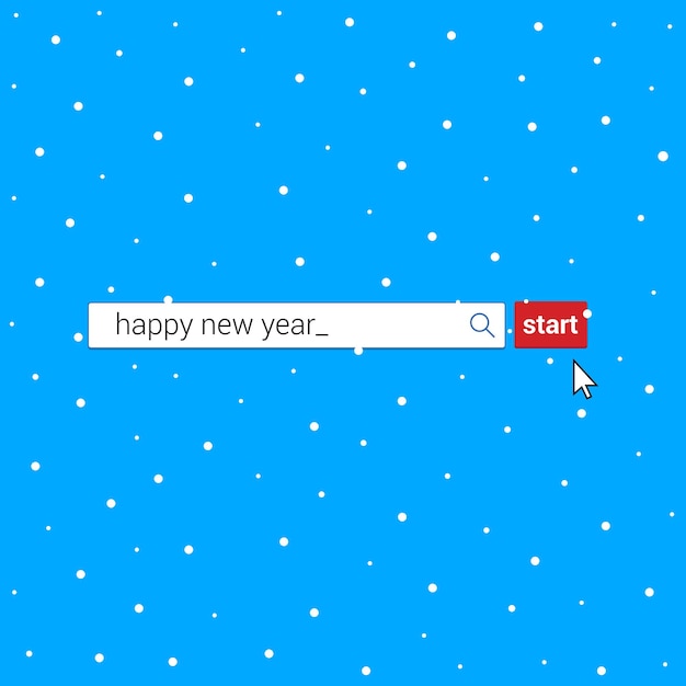 Search bar with text happy new year and button go with arrow cursor pointer