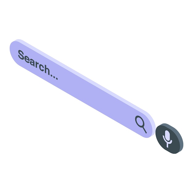 search bar with voice search button isometric illustration