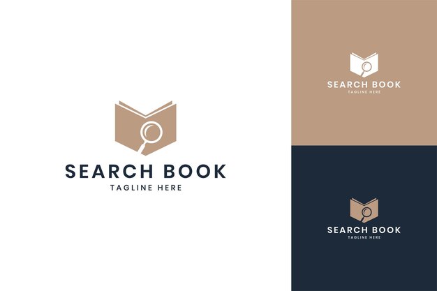 Vector search book negative space logo design