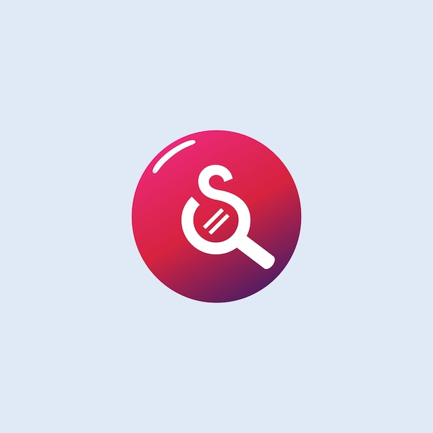Vettore concetto di design dell'icona del logo dell'app pulsante di ricerca