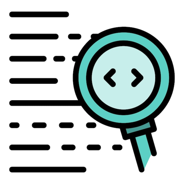 search code icon outline search code vector icon color flat isolated