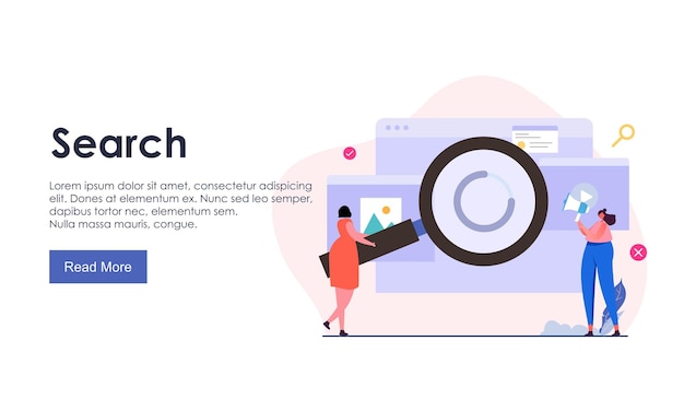 Vector search concept for landing page illustration