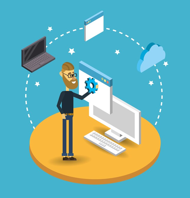 Vector search engine cartoon