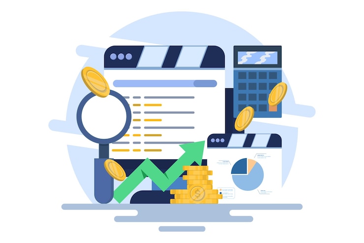 Vector search engine marketing analysis concept or data marketing or paid marketing campaigns