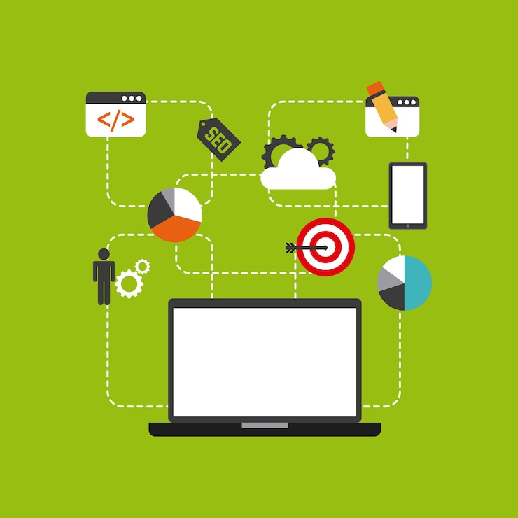 Vector search engine optimization flat icons