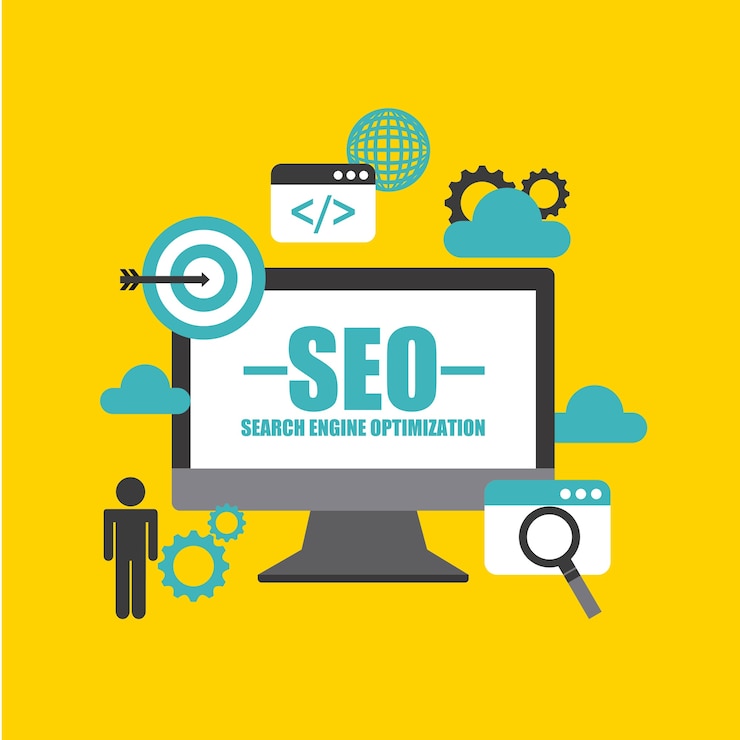 Vector search engine optimization flat icons