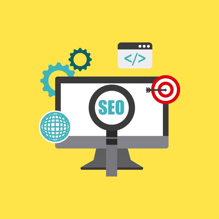Vector search engine optimization flat icons