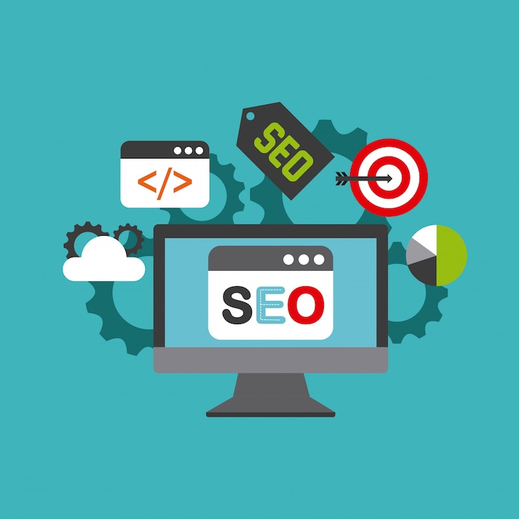 Vector search engine optimization flat icons