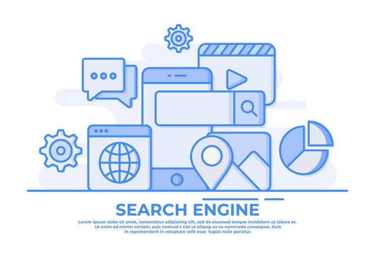 Vector search engine optimization flat line illustration