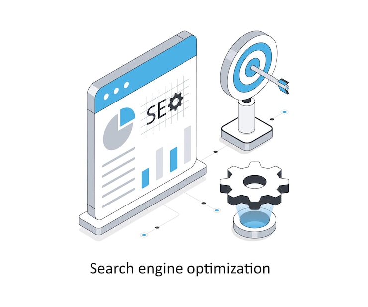 Vector search engine optimization isometric stock illustration eps file stock illustration