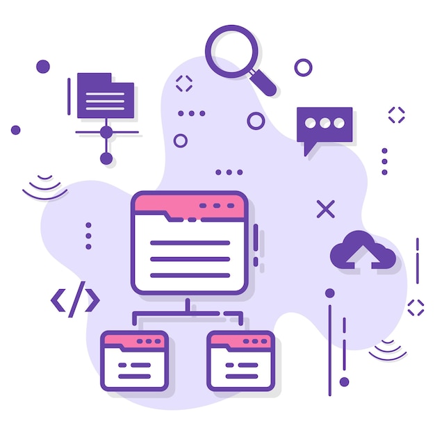 search engine optimization or off-site links stock illustration, outreach seo concept, website map
