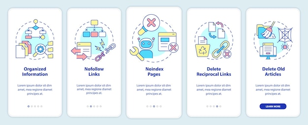 Search engine optimization principles onboarding mobile app screen