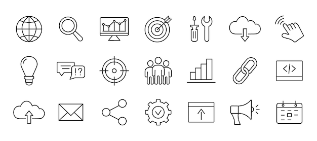 Search Engine Optimization Seo icons set Vector illustration