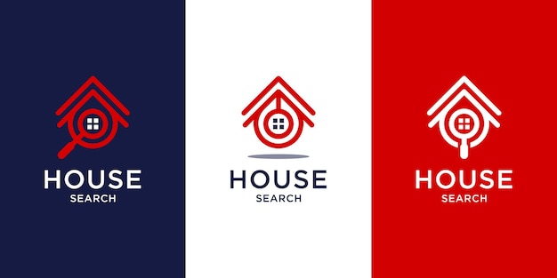 Search home logo design with line art style