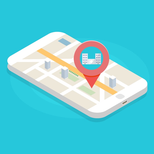 Search hospital or  pharmacy on map. vector illustration.