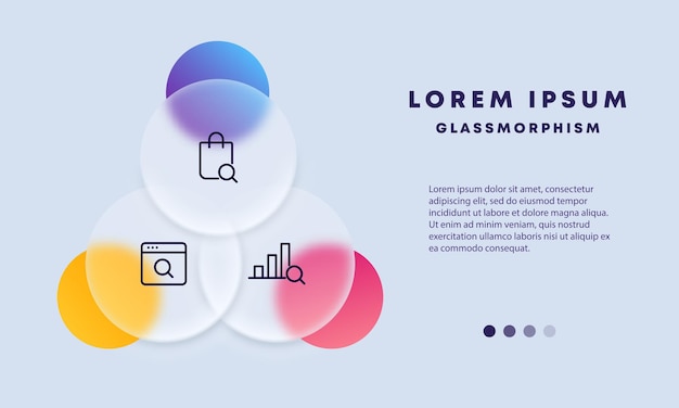 検索アイコンインフォグラフィックビジネス虫眼鏡Glassmorphismスタイルビジネスと広告のベクトル線アイコン