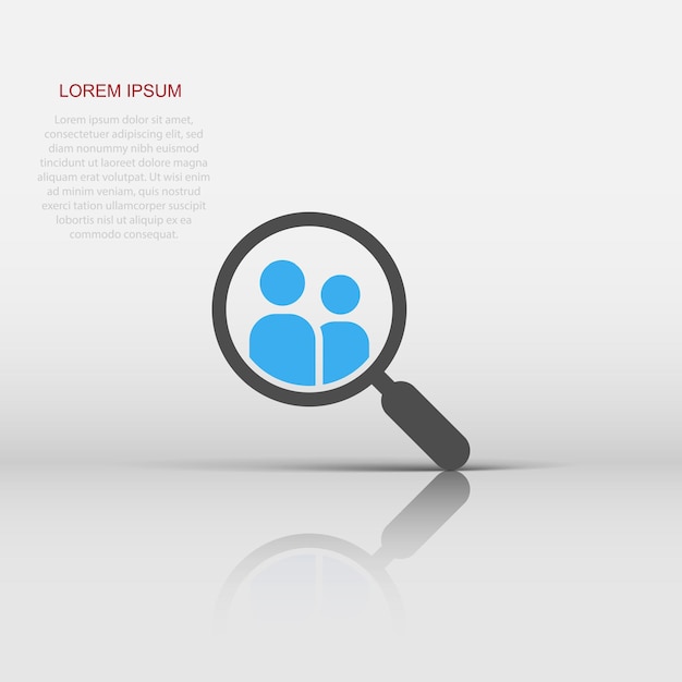 Search job vacancy icon in flat style Loupe career vector illustration on white isolated background Find people employer business concept