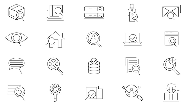 Search line icon set Evaluation production quality icon set UI thin line icon pack