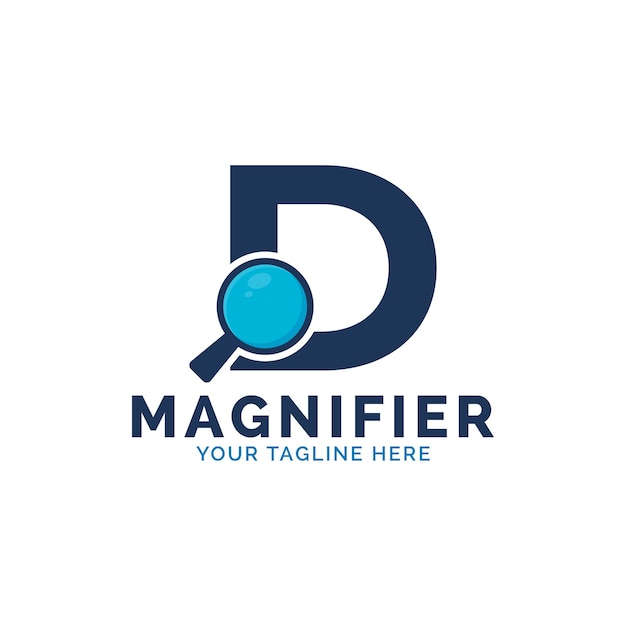 Search logo letter d magnifying glass logo design