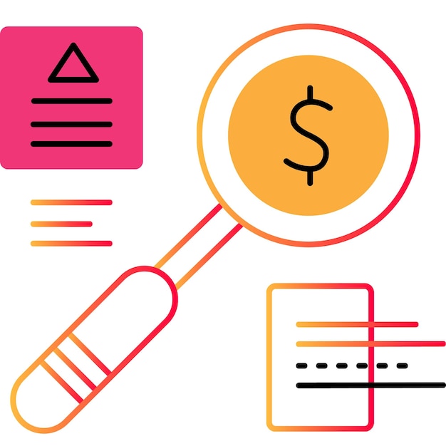 Search money outline icon magnifying glass vector