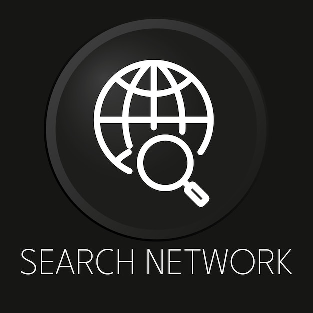 Search network minimal vector line icon on 3d button isolated on black background premium vector