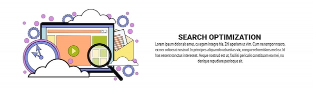 Vector search optimization concept horizontal banner template