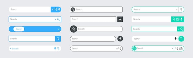 search panel internet search bar web icons simple browser and web site user interface elements vector navigation bar ui with text field templates set