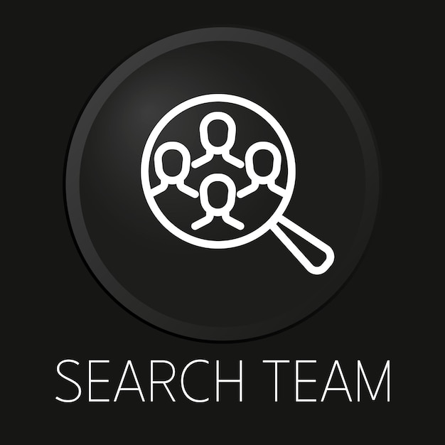 Search team minimal vector line icon on 3d button isolated on black background premium vector