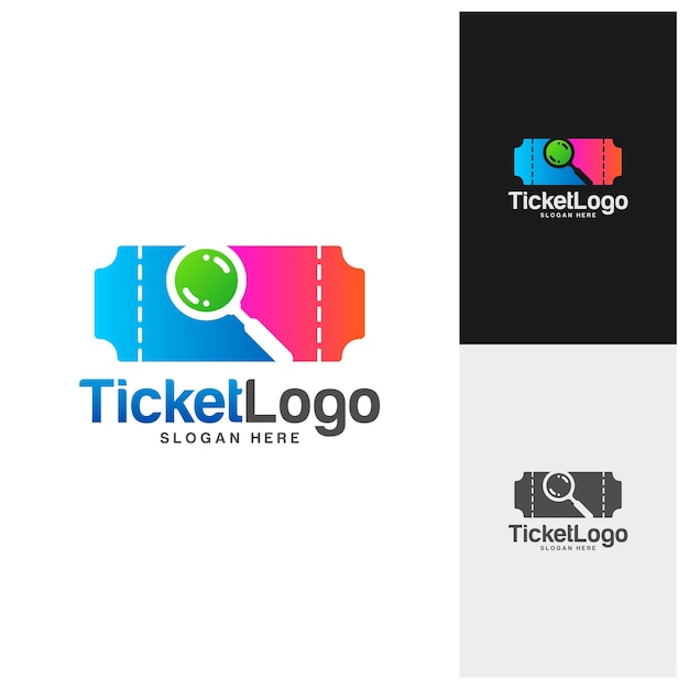검색 티켓 로고 템플릿 디자인 벡터 상징 크리에이 티브 디자인 아이콘 기호 개념
