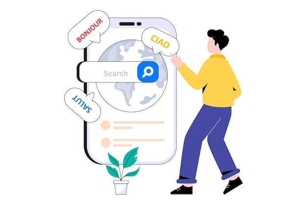 search translation flat style design vector illustration. stock illustration