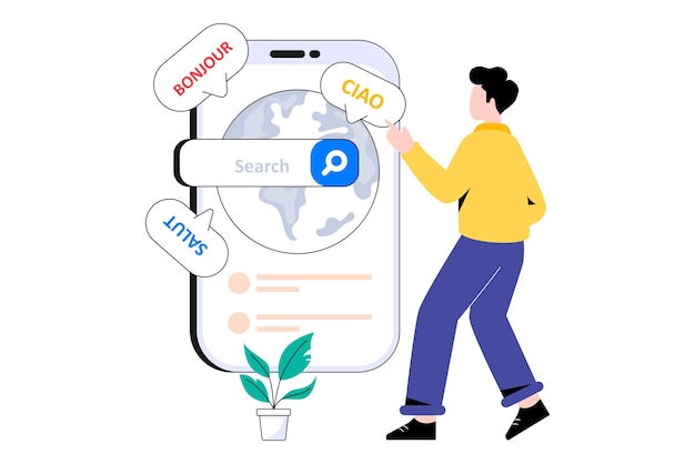 翻訳フラット スタイル デザインのベクトル図を検索します。ストック イラスト