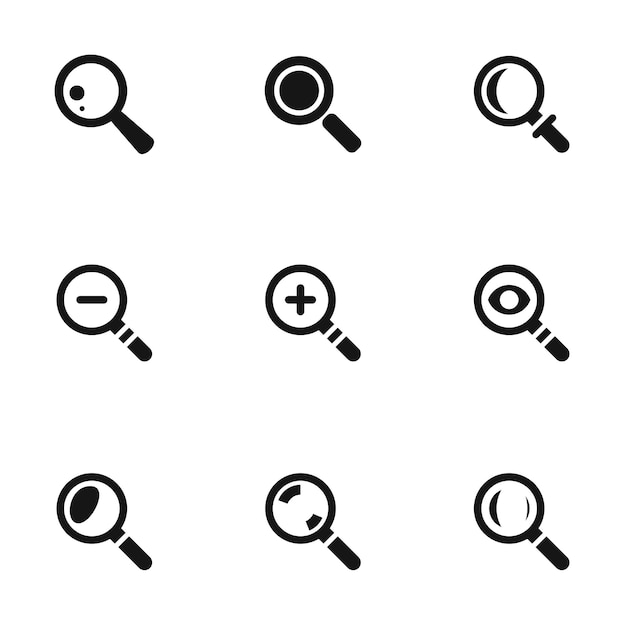 Search vector icons Simple illustration set of 9 search elements editable icons can be used in logo UI and web design